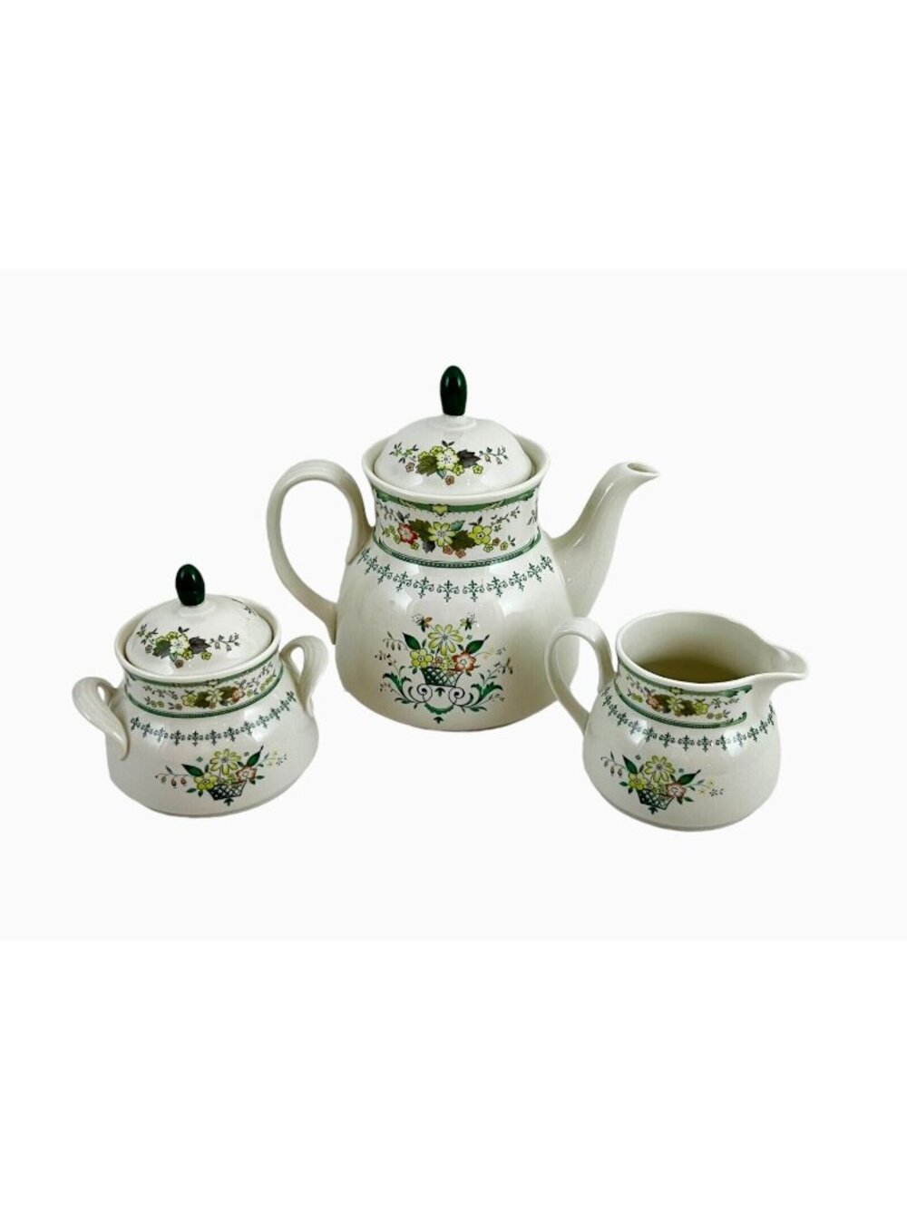 Royal Doulton Provencal Pattern England Tea Pitcher Sugar Bowl Creamer TC 1034